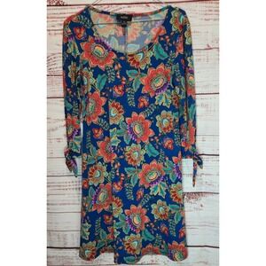 MSK Women's Vibrant Floral Print Long Sleeve Tie Cuff Dress Size Small